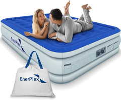 EnerPlex dual-pump luxury queen airbed ready for quick setup
