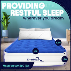 EnerPlex flocked-top queen airbed offers soft sleeping surface for comfort
