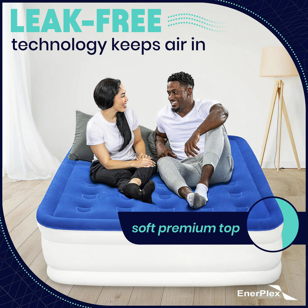 EnerPlex Twin Air Mattress camping scene showcases versatile outdoor camping use and stability.