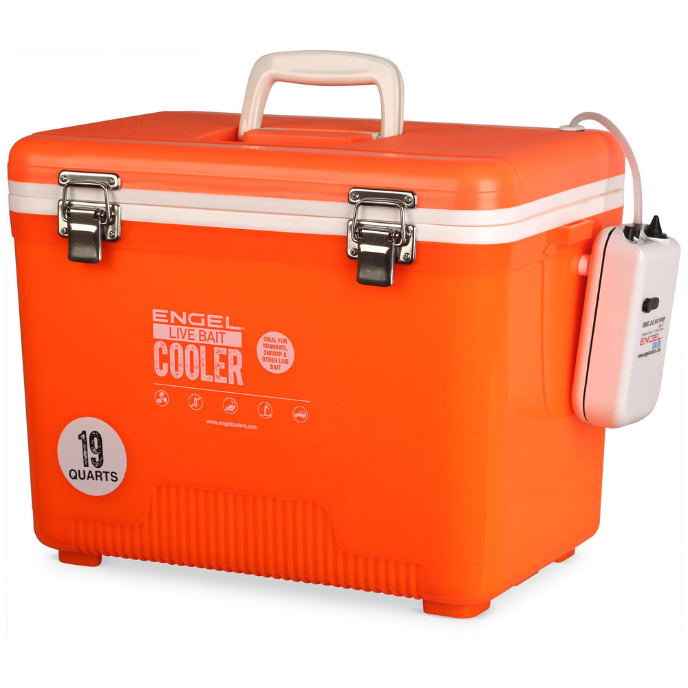 Engel 19qt live bait cooler on-water ready for portable trips