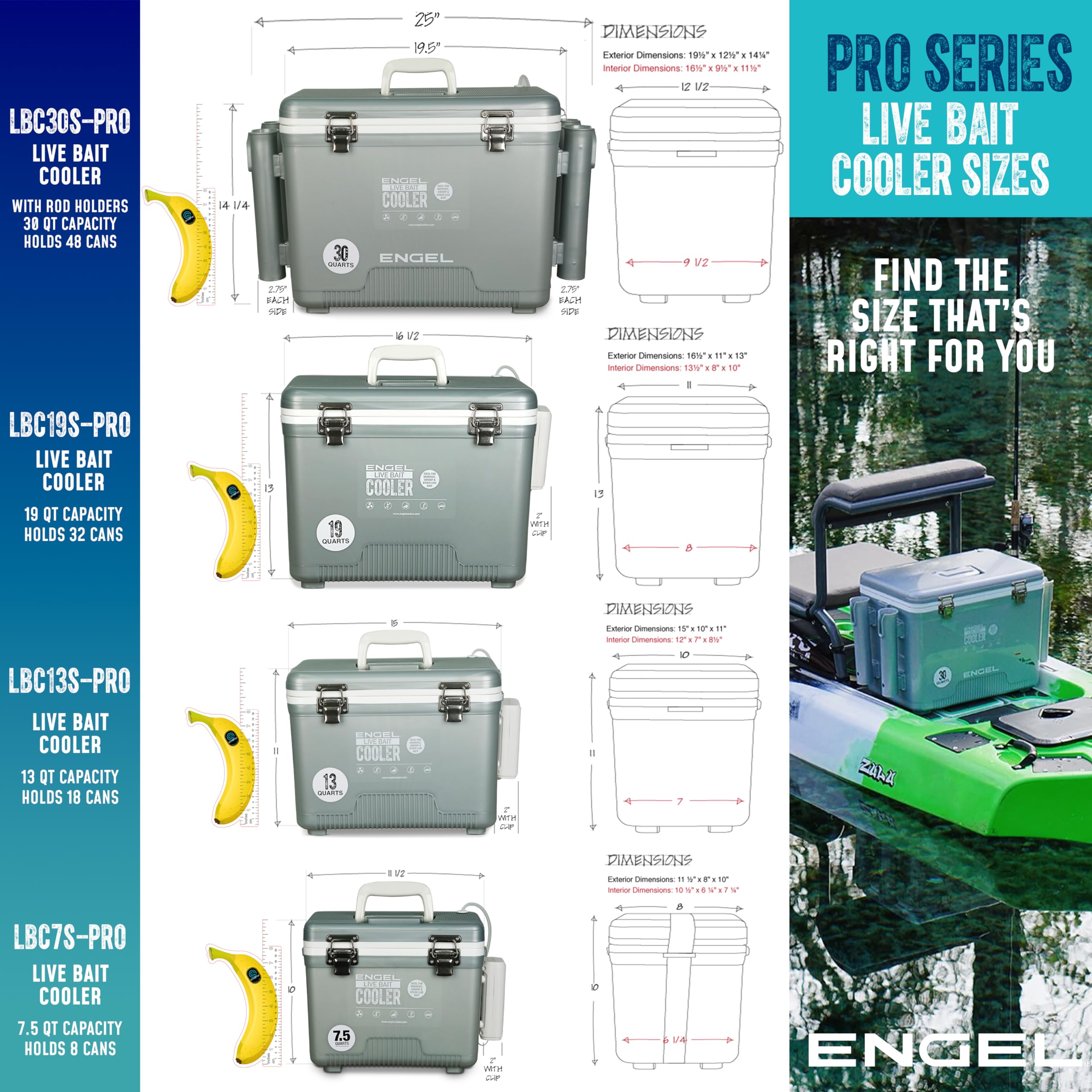 ENGEL 19Qt cooler pro hinges and latches provide rugged durability for field use.