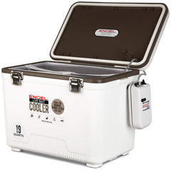 Engel 19qt live bait cooler with aerator keeps minnows lively on boat trips