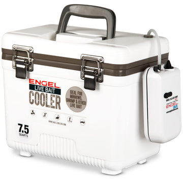 2-speed aerator pump provides adjustable oxygenation for live bait.
