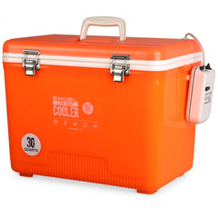 Removable net on Engel cooler enables quick bait access during fishing.