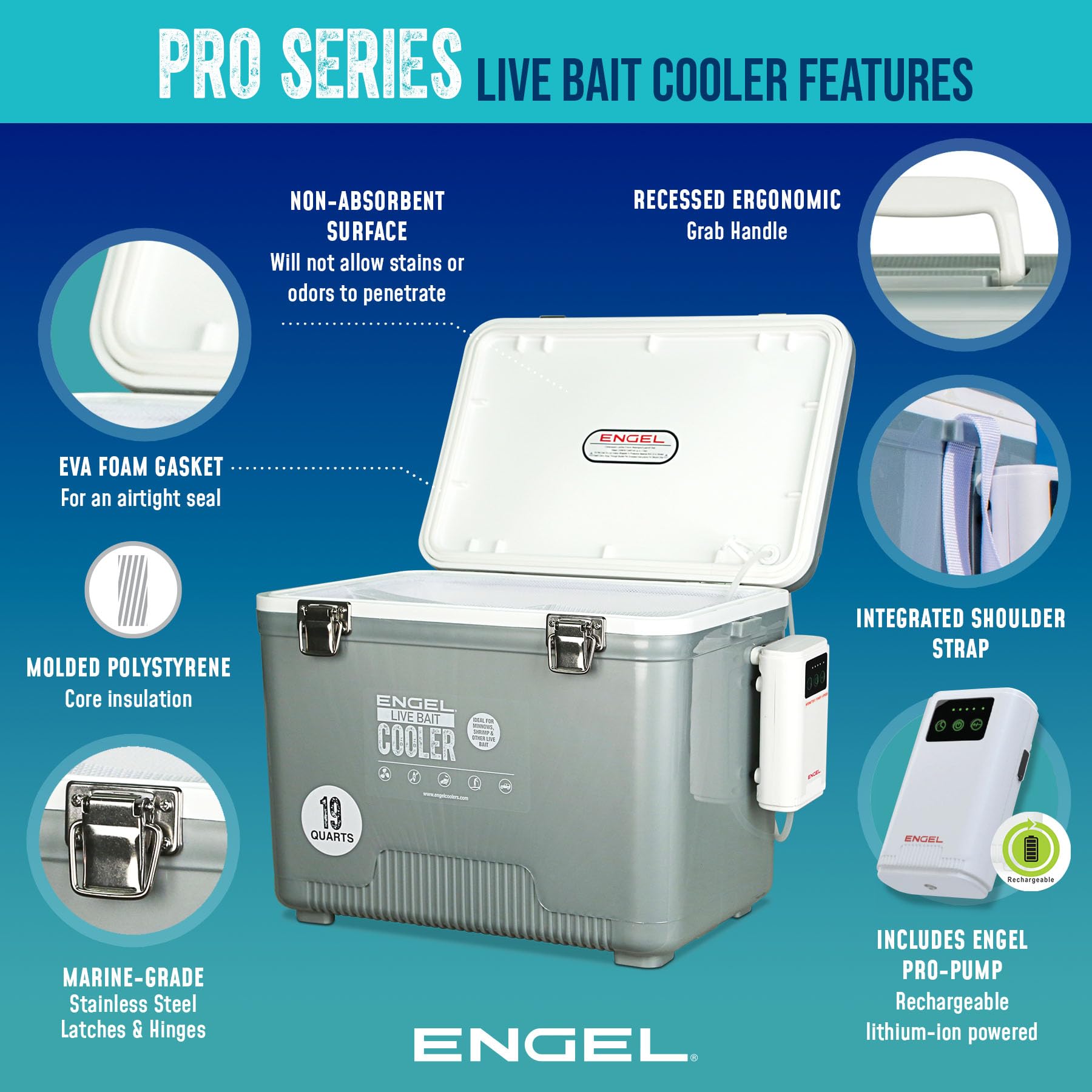 ENGEL 30QT lid and latches image emphasizing secure closure and leak prevention