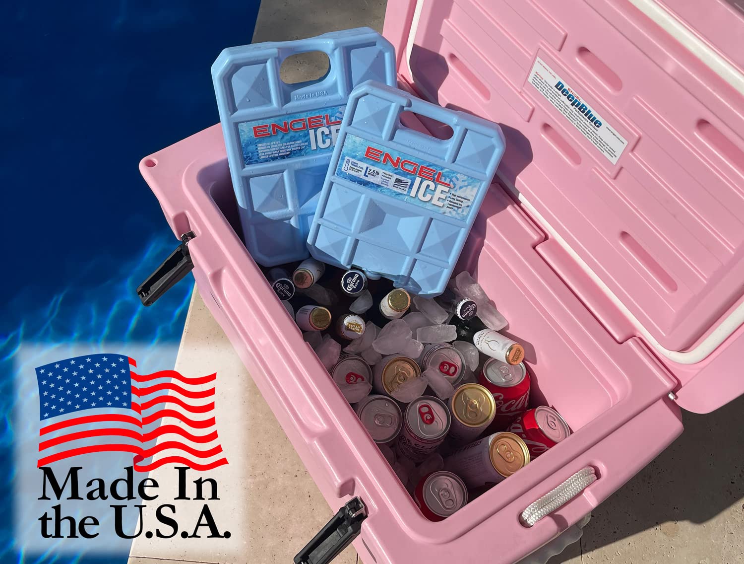 ENGEL 32°F Cooler Pack in ice demonstrates non-toxic, reusable cooling for food storage