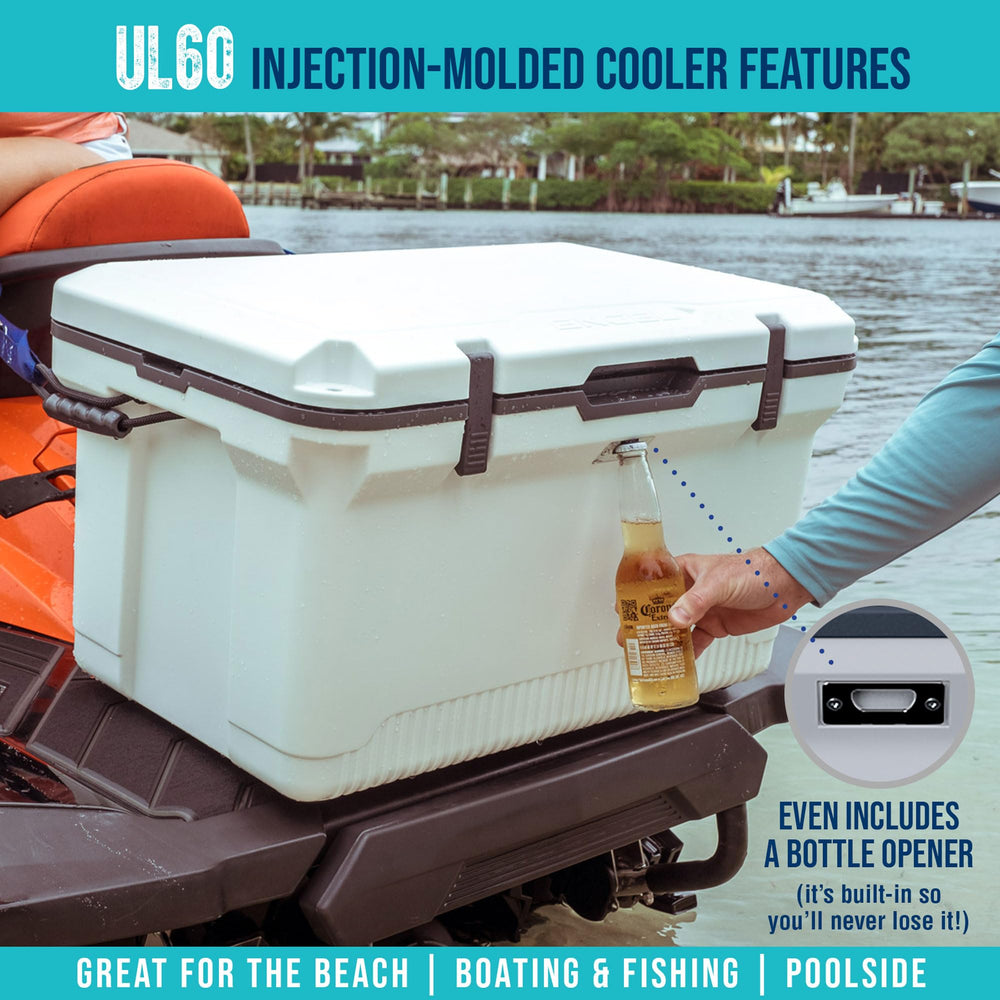 ENGEL 60qt ultra-light cooler drain-plug shown for quick water release