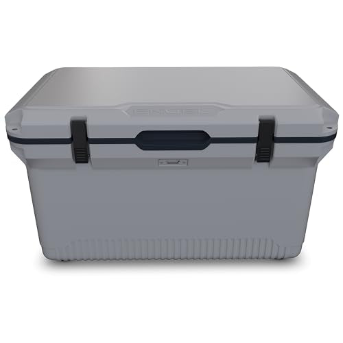 ENGEL 60QT cooler lid-open shot shows quick beverage access for outdoor use.