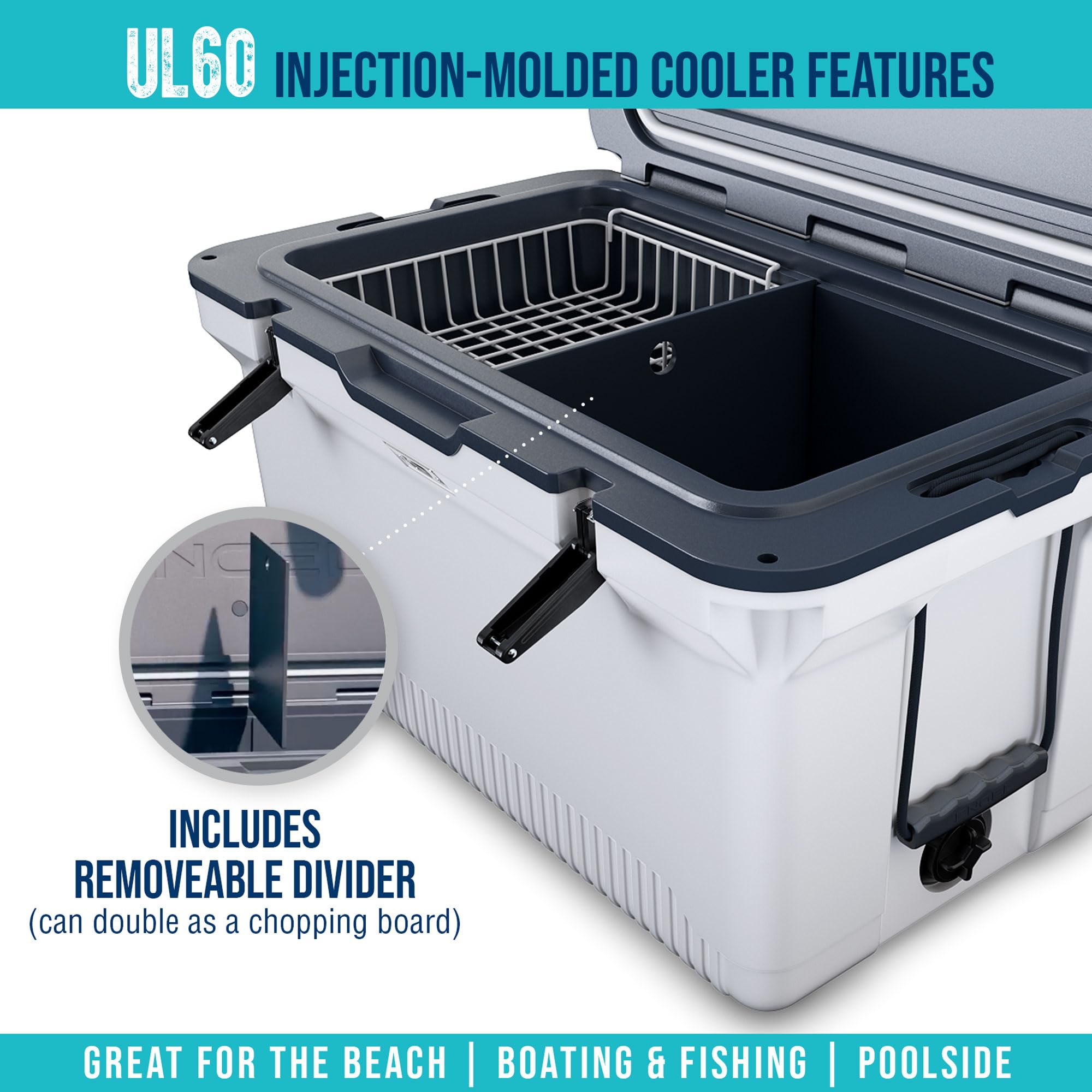 ENGEL 60qt ultra-light cooler rope-handles illustrate easy carrying on trips