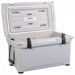 Engel ENG25 filled with cans demonstrating 21-quart capacity and 18-can load.