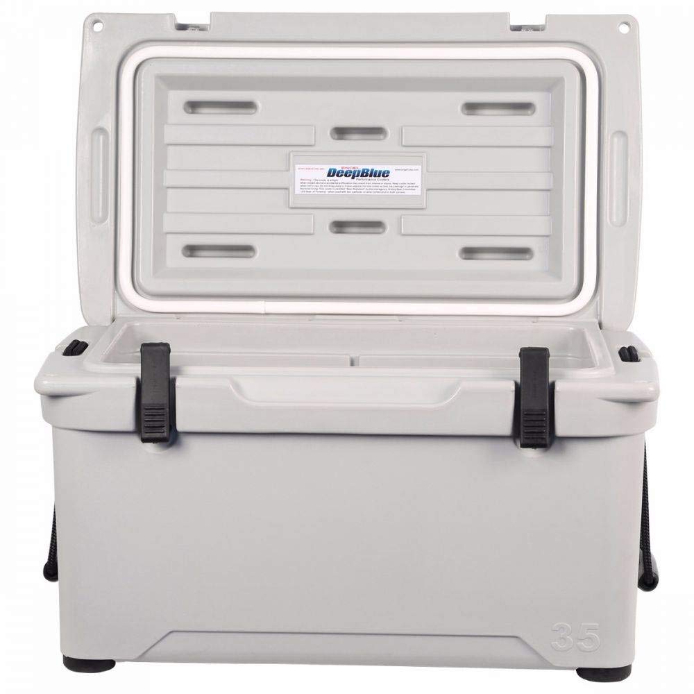 Engel ENG25 cooler exterior view showing rugged rotomolded construction for outdoor use.