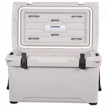 Engel ENG25 cooler exterior view showing rugged rotomolded construction for outdoor use.