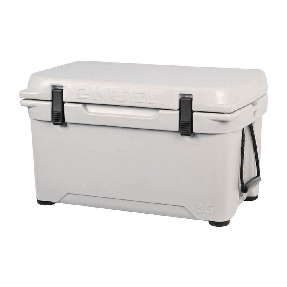 Engel ENG35 cooler with bear-resistant certification for bear country storage.