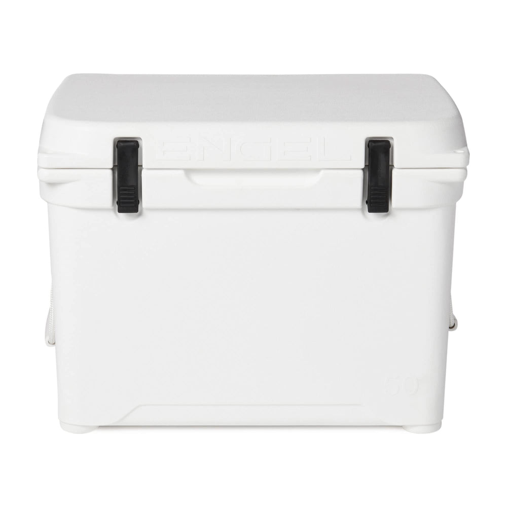 Engel ENG50 cooler demonstrates durable rotomolded construction for rugged use.