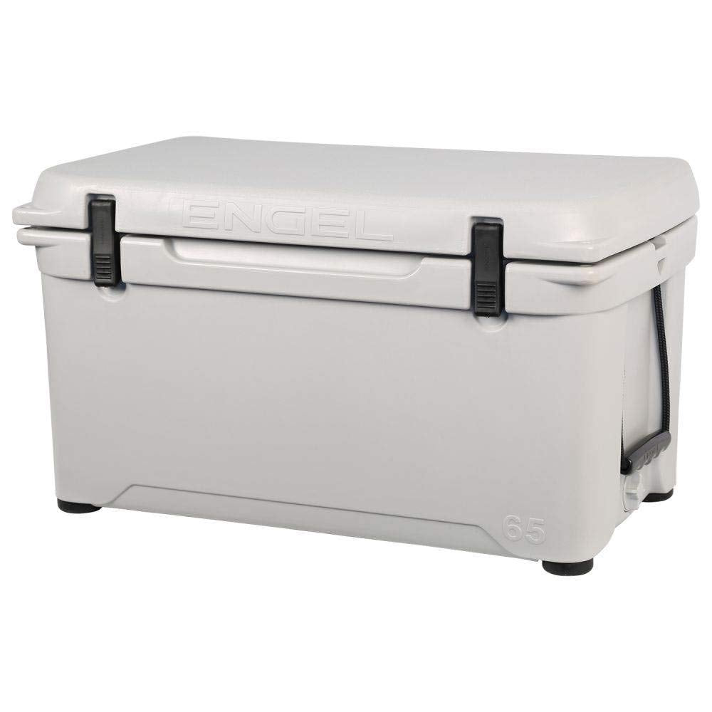 ENGEL ENG65 camping scene highlighting durable design and handle