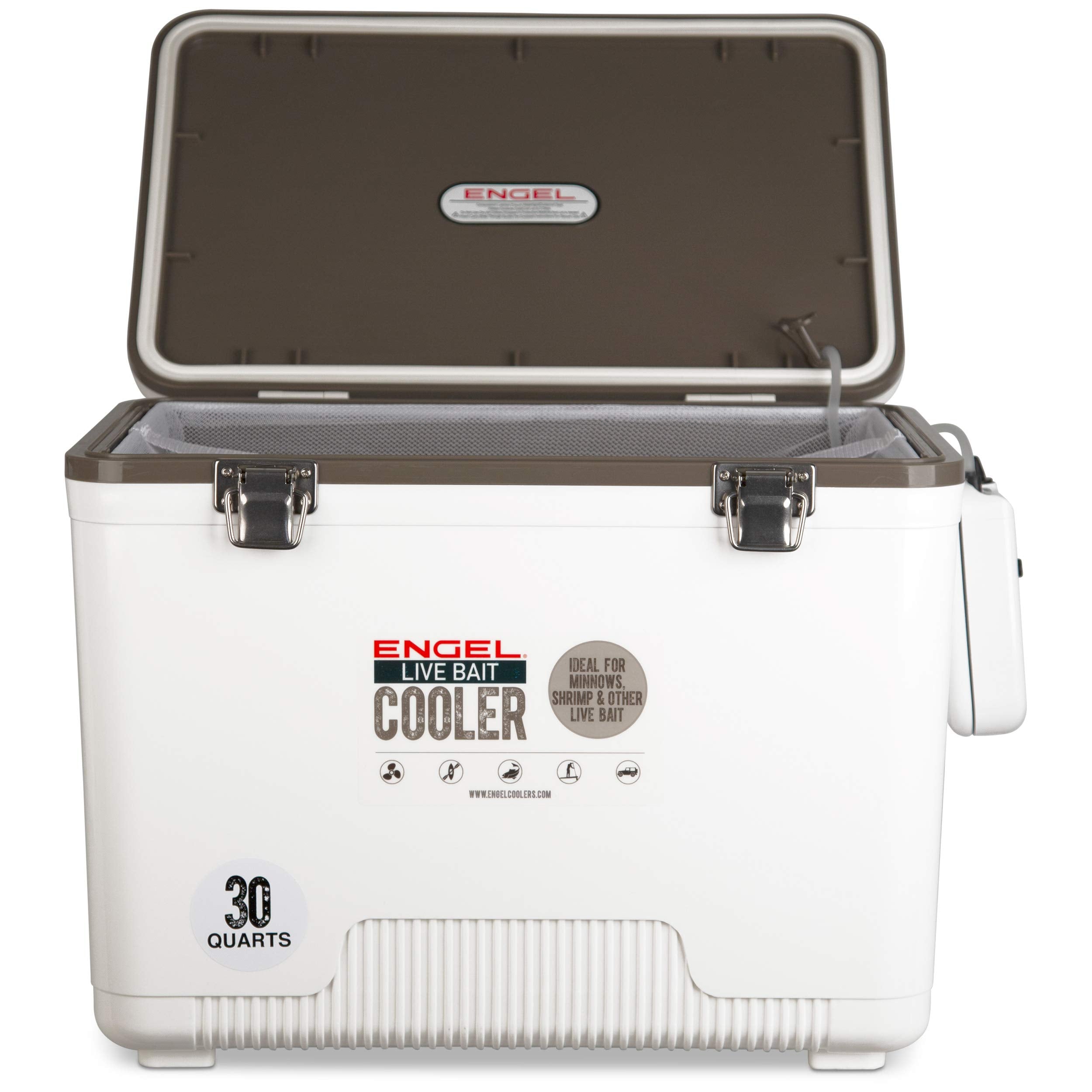 ENGEL ENGLBC30-N hard-shell body with stainless latches withstands rugged trips.