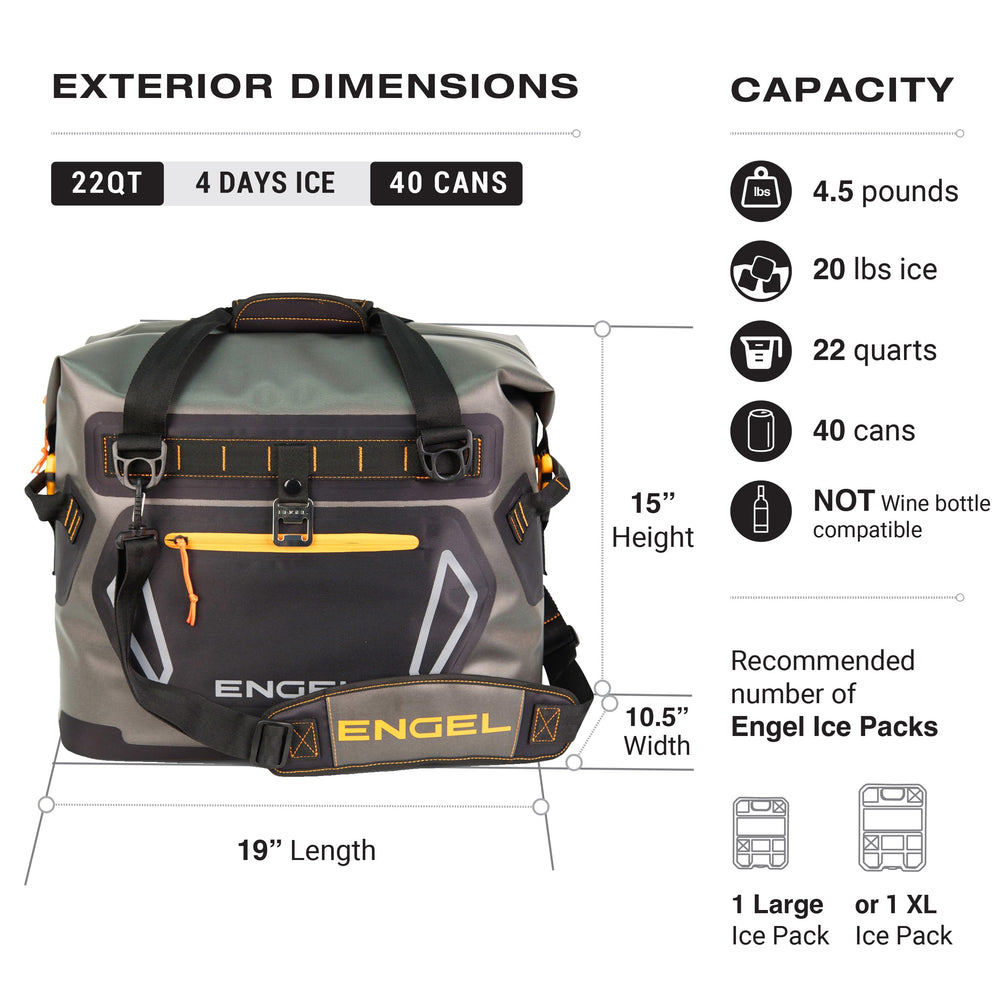 Engel HD20 with ergonomic shoulder strap for easy carrying on trips.