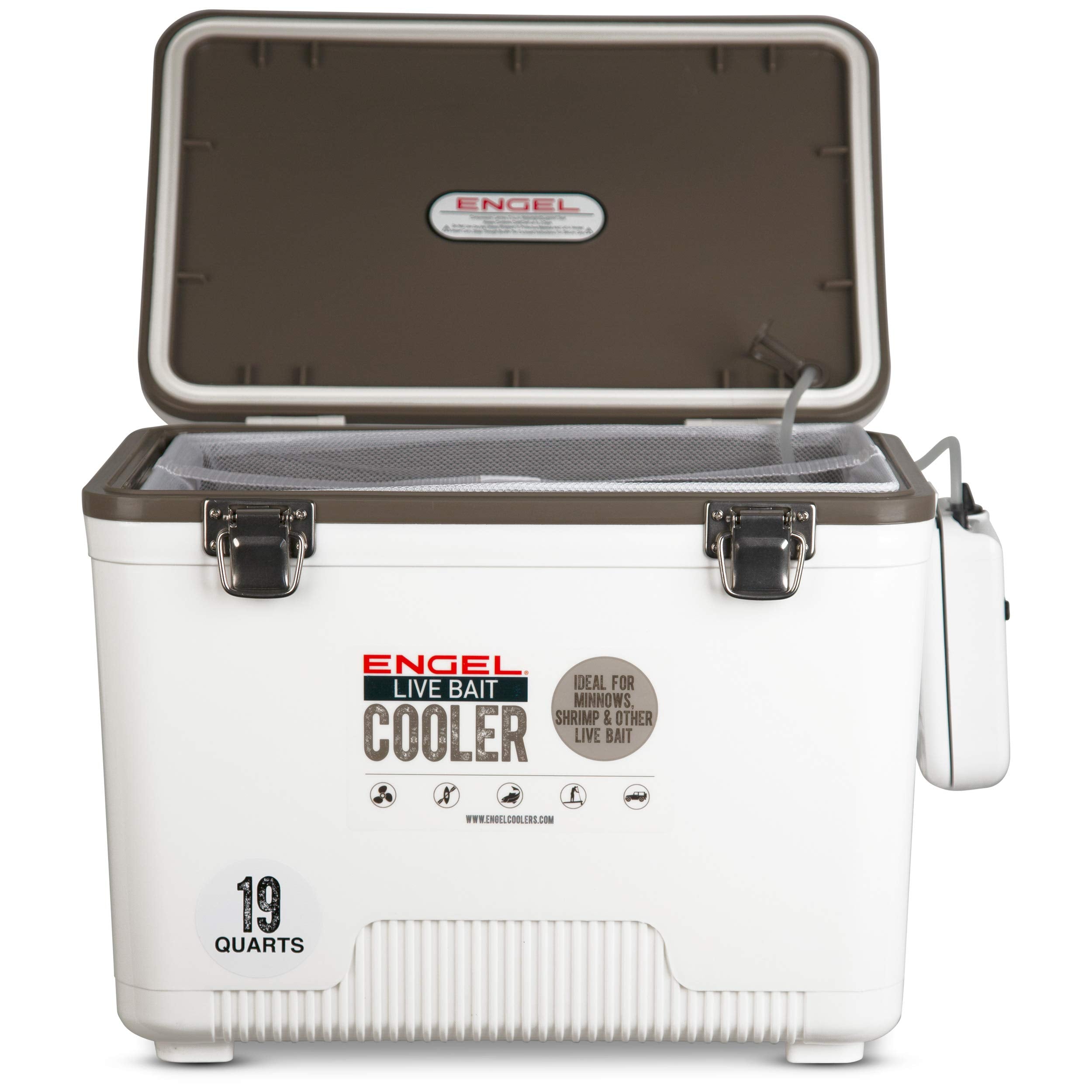 Engel insulated minnow bucket protecting bait from heat and sun