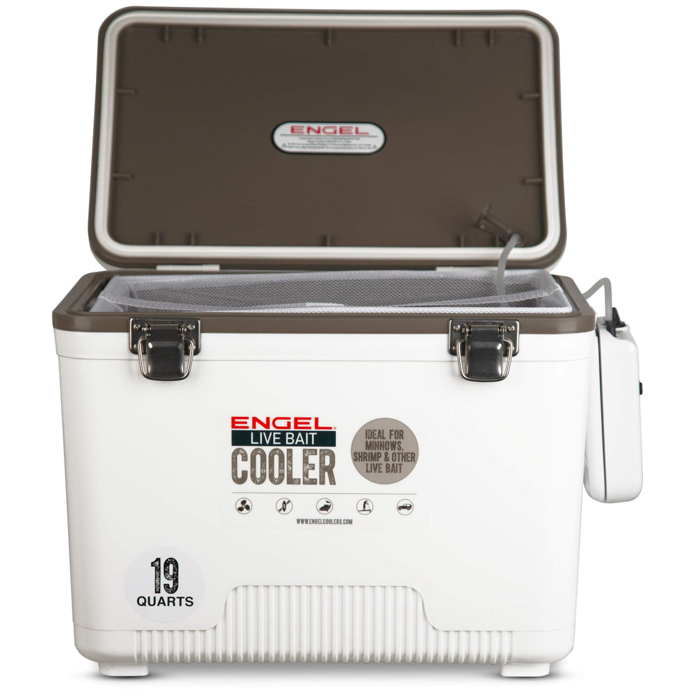 Engel insulated minnow bucket protecting bait from heat and sun