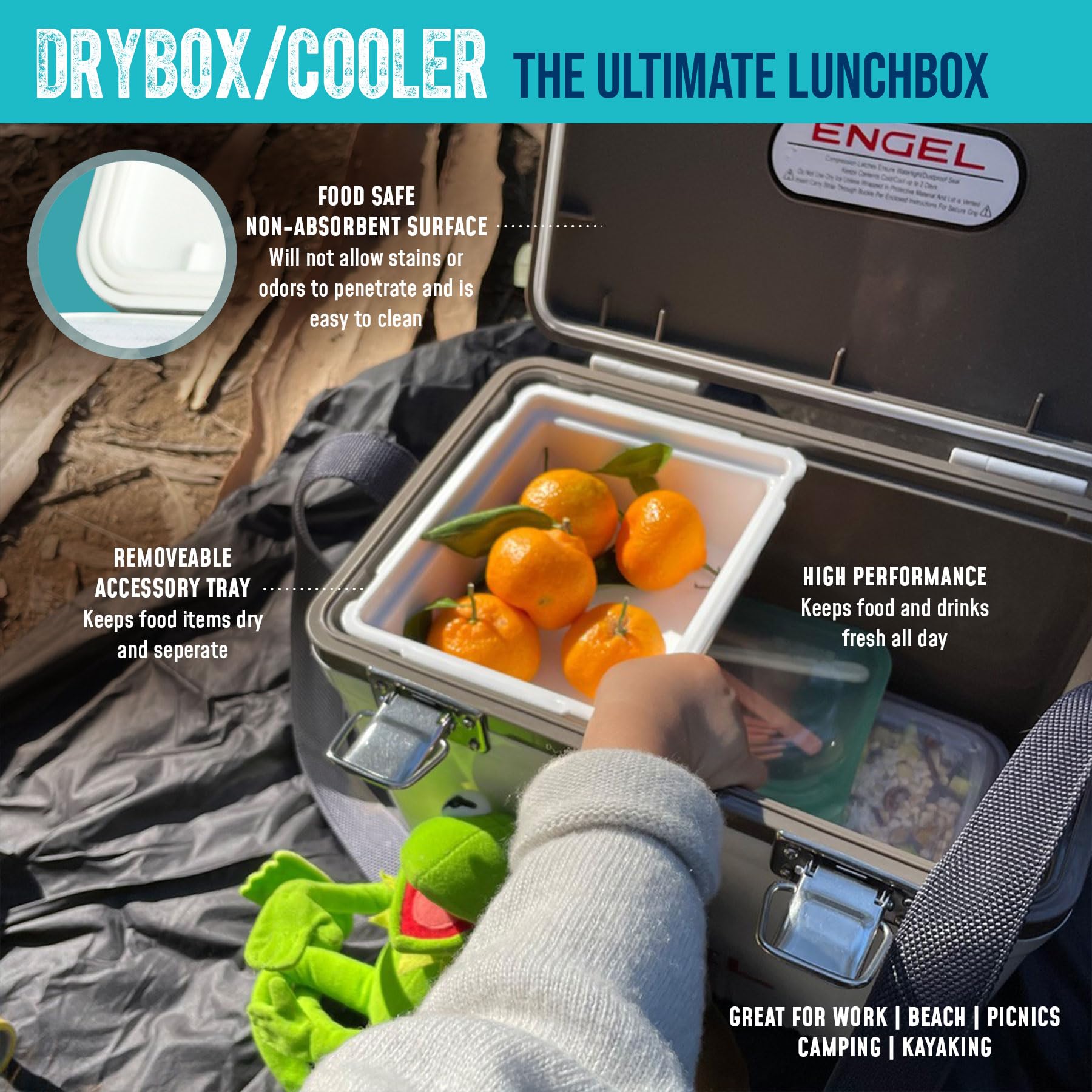 Engel UC19 blue interior improves visibility of items.