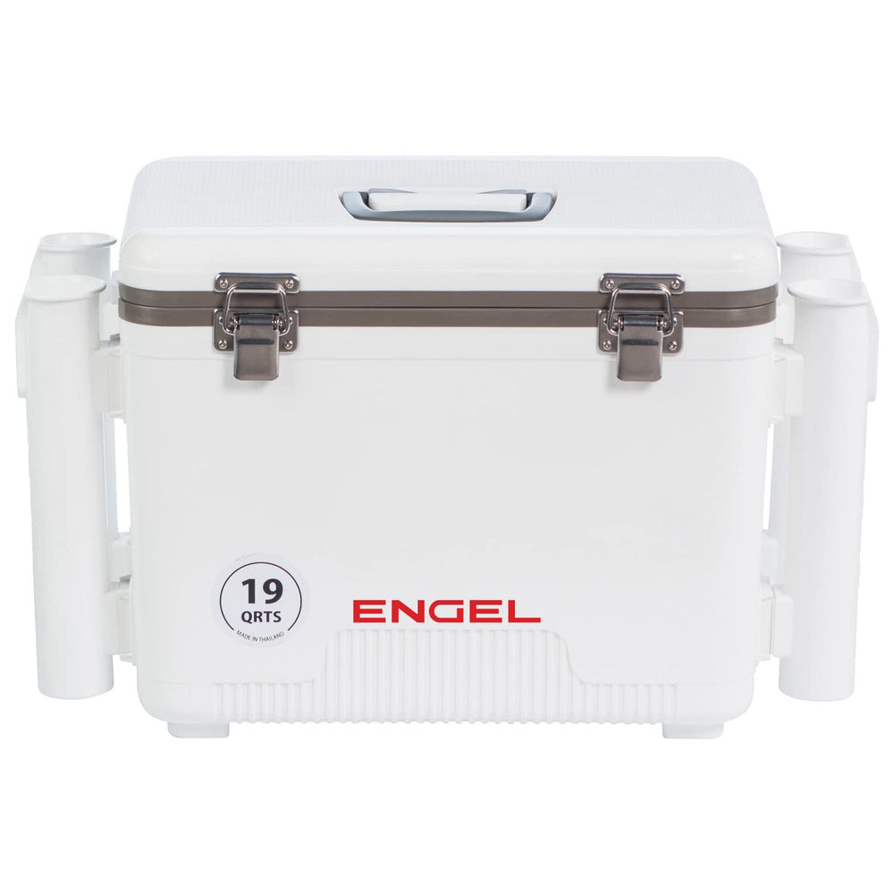 ENGEL UC19 drybox lid close-up with secure latch for leak-proof storage.