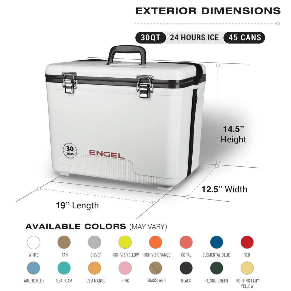 Engel UC30 with airtight gasket seals moisture for electronics or snacks.