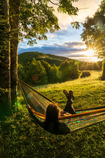 ENO DoubleNest hammock uses breathable nylon for quick dry comfort