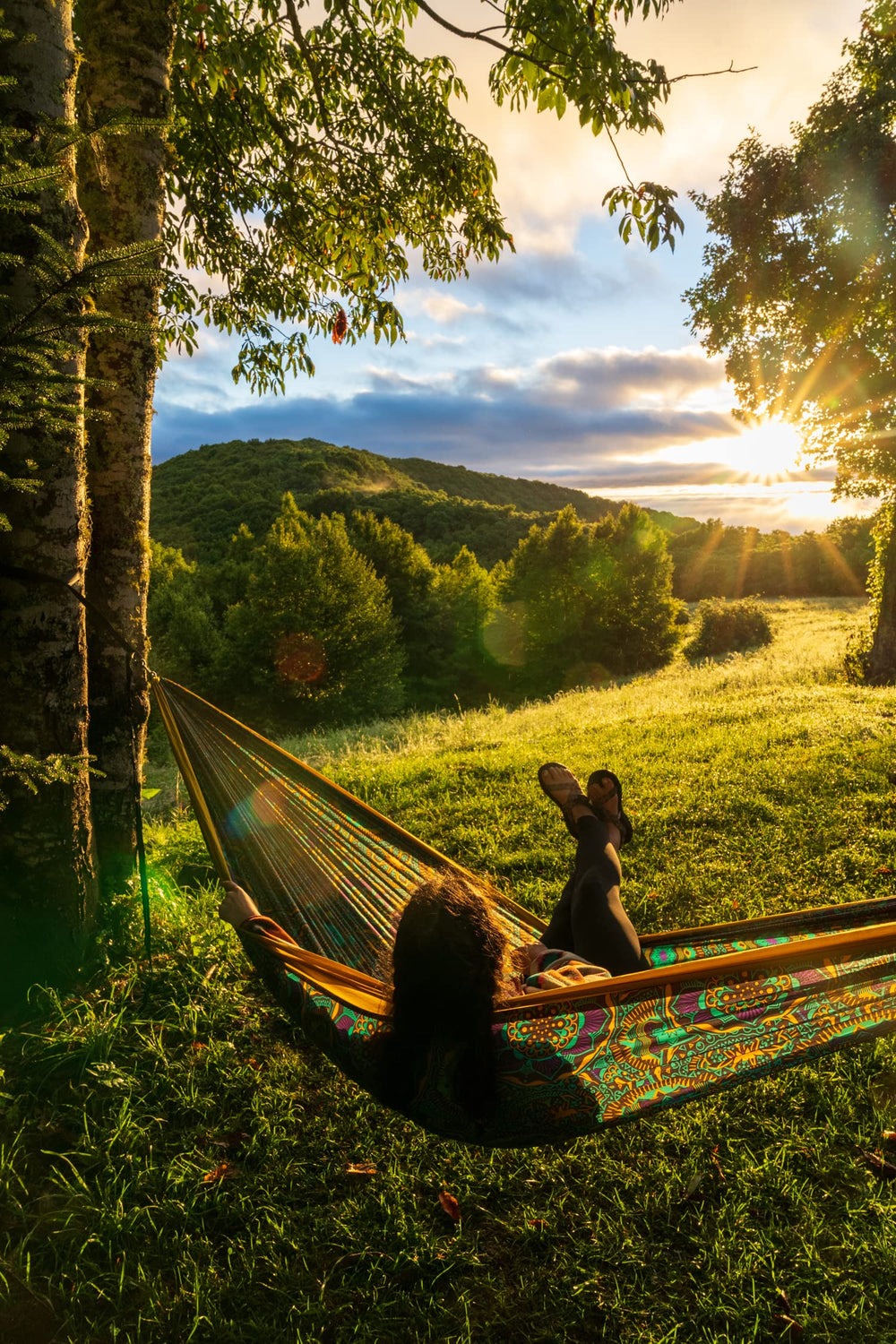 ENO DoubleNest hammock uses breathable nylon for quick dry comfort