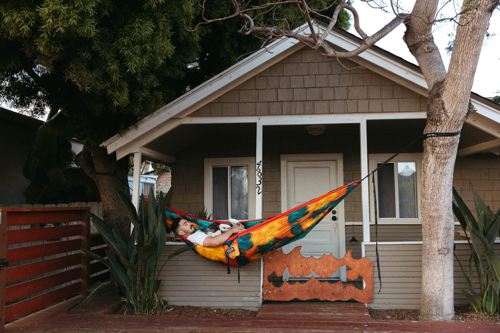 ENO DoubleNest camping scene highlighting portable comfort for outdoor adventures