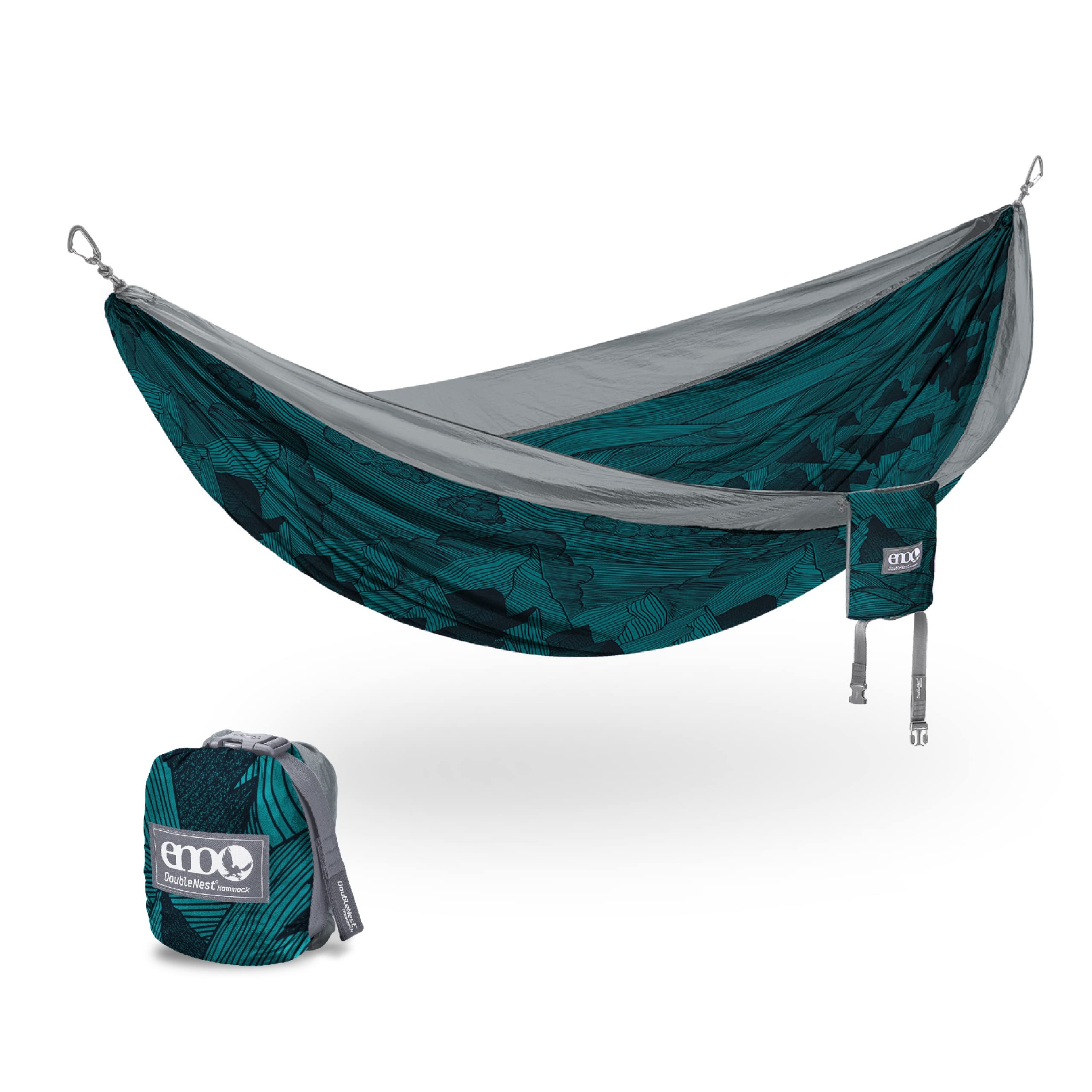 ENO DoubleNest packed compact in a backpack for hiking