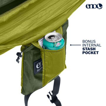ENO DoubleNest packed in its stuff sack, showcasing compact travel-friendly design.