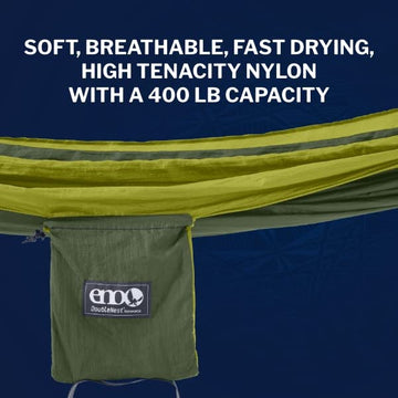 ENO DoubleNest close-up shows triple-stitched seam for durable outdoor use.
