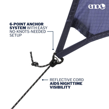 ENO ProFly shelter over hammock demonstrates quick protection during trips.