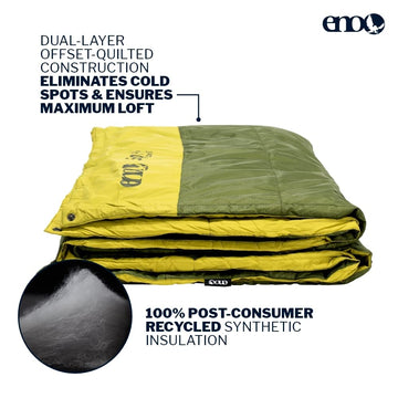 ENO Spark Camp Quilt prevents cold spots with offset dual-layer construction.