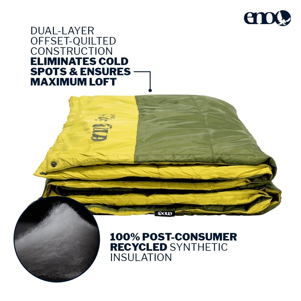 ENO Spark Camp Quilt prevents cold spots with offset dual-layer construction.