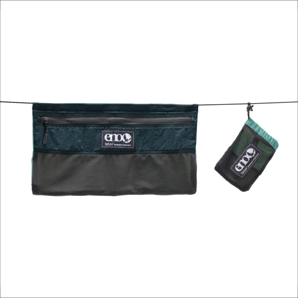ENO Talon Hammock Organizer on ridgeline for quick-access camping essentials