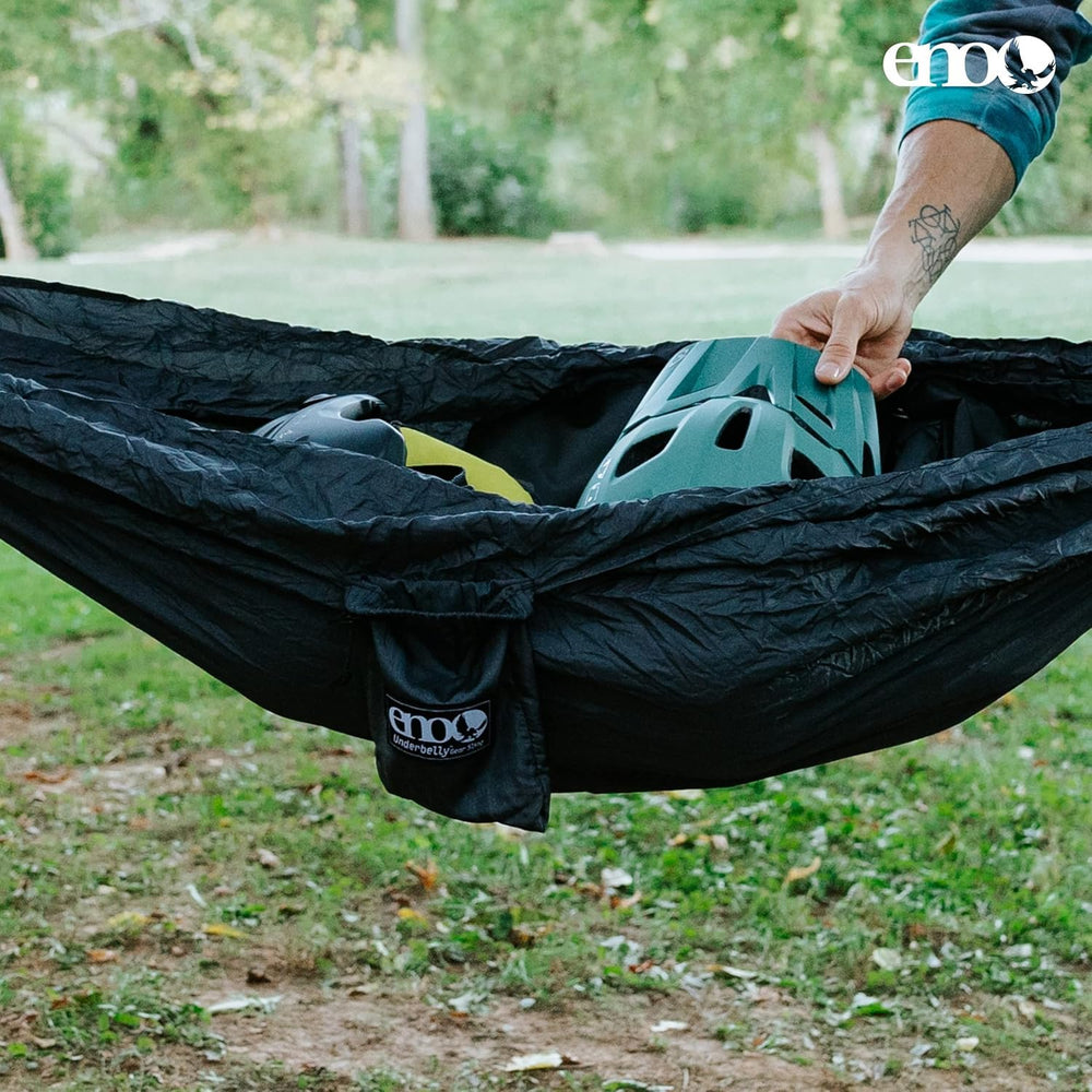 ENO Underbelly Gear Sling unfolds to 54 by 54 inches.