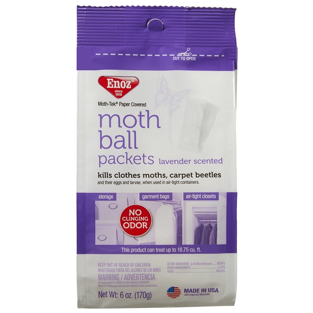 Enoz Lavender Scented Moth Ball Packet in a drawer provides long-lasting protection.