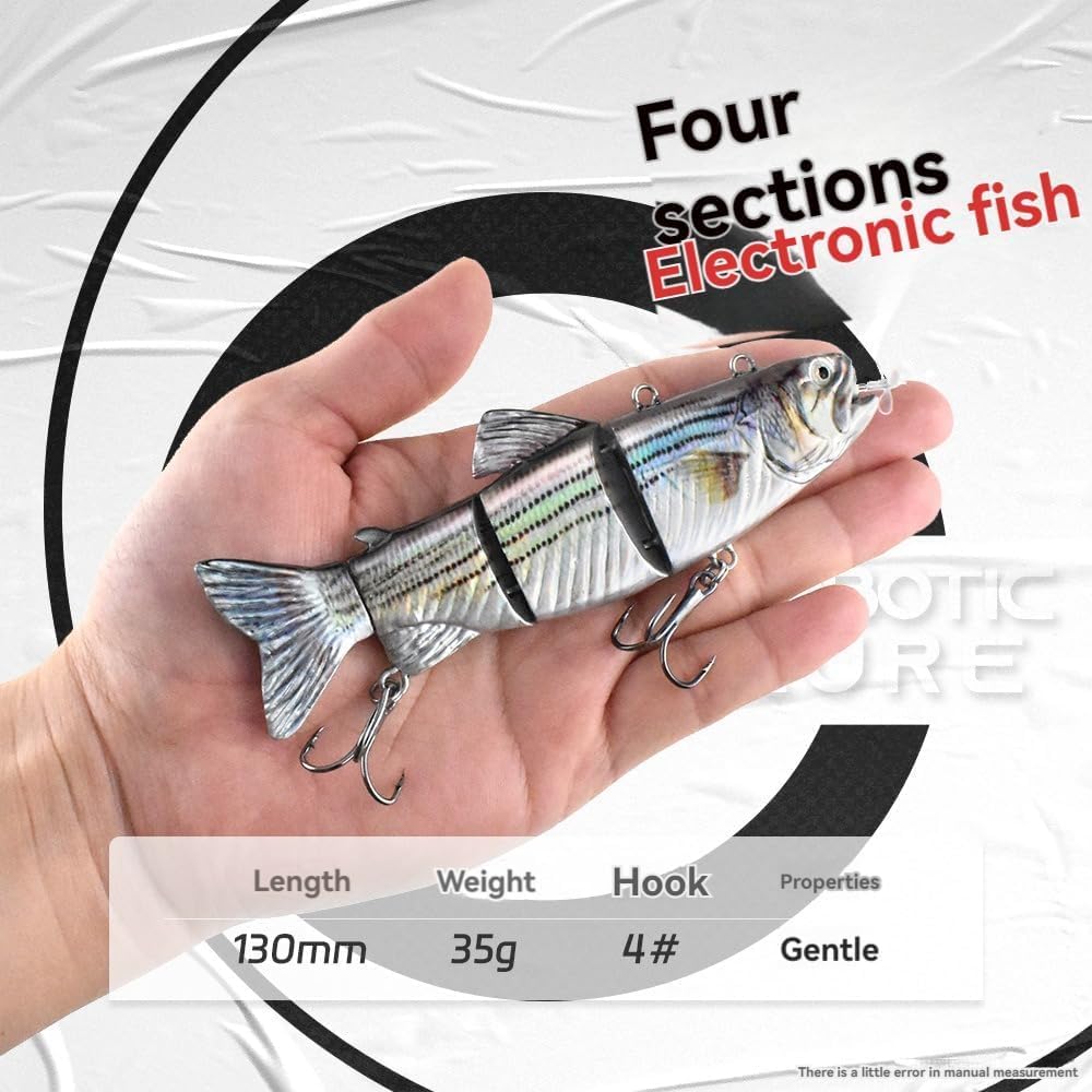 Enthowother robotic fishing lure swimming action showing four-section joints in motion