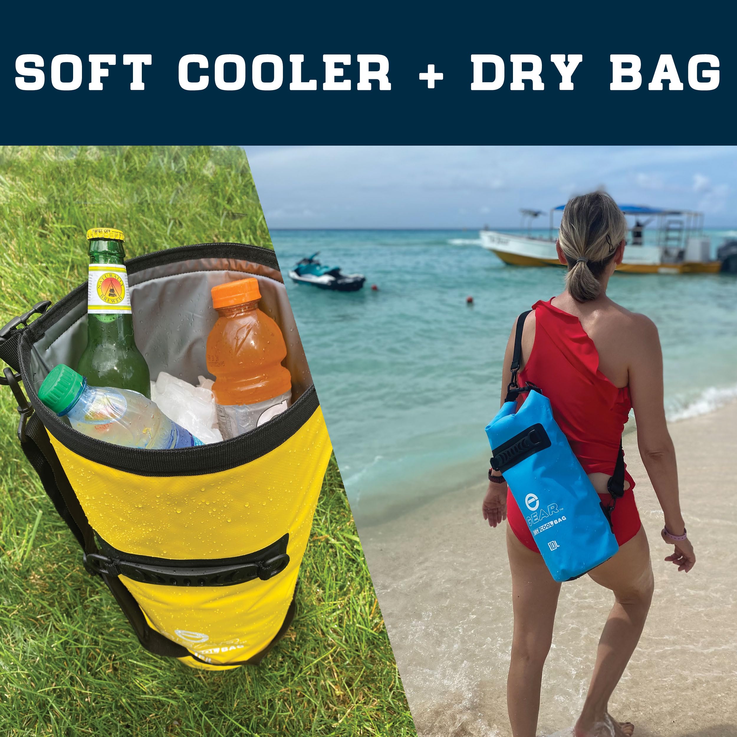 Enthusiast Gear 15L floating cooler bag open with ice demonstrates capacity