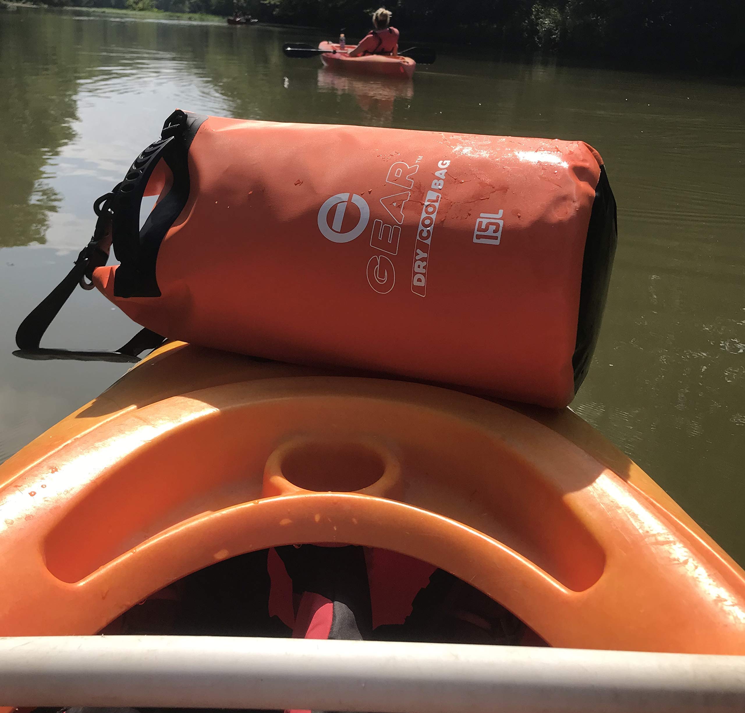 Enthusiast Gear insulated dry bag cooler holds up to 18 cans for easy packing.