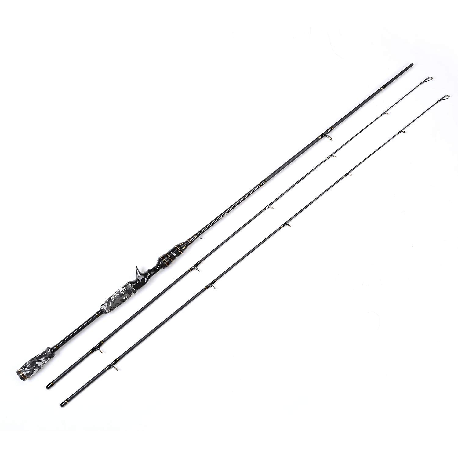 Entsport E Series camouflage legend baitcasting rod ready for bass fishing