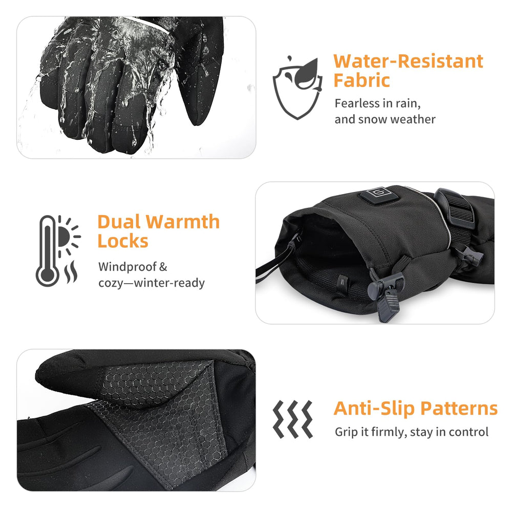 Envyvip Rechargeable Heated Gloves back of hand shows extended warmth across fingers.