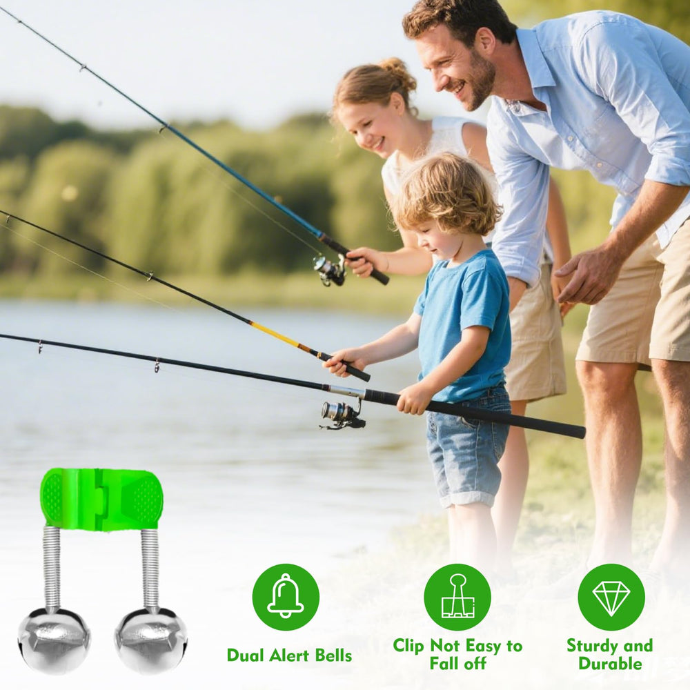 Bell clipped to rod tip for easy access during fishing