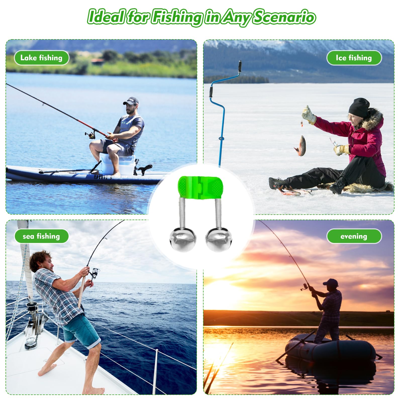 Complete 50-piece fishing bells package for various rods