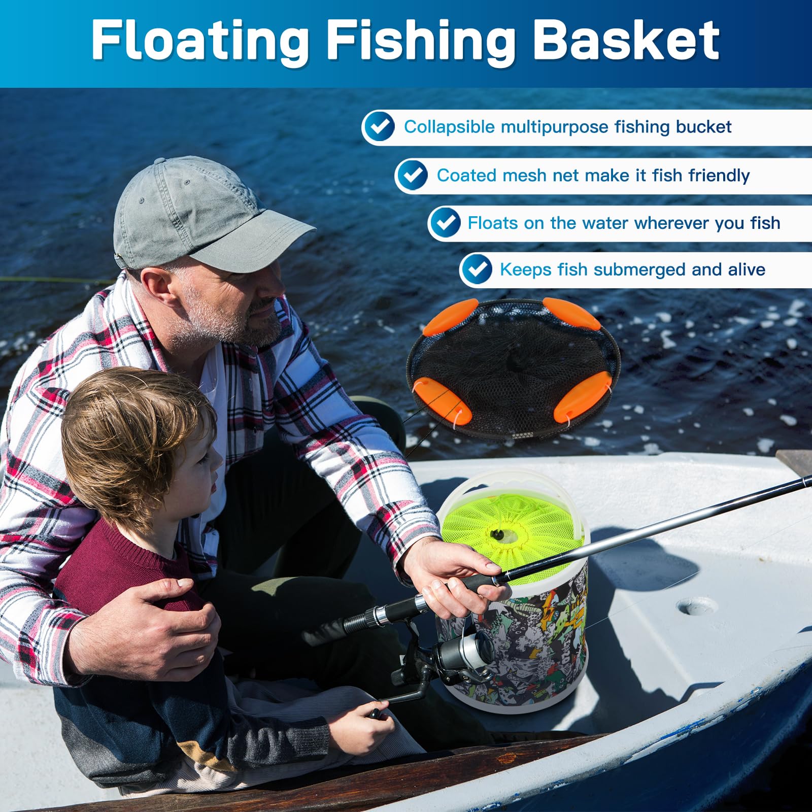 Collapsible mesh bait pen for live fish