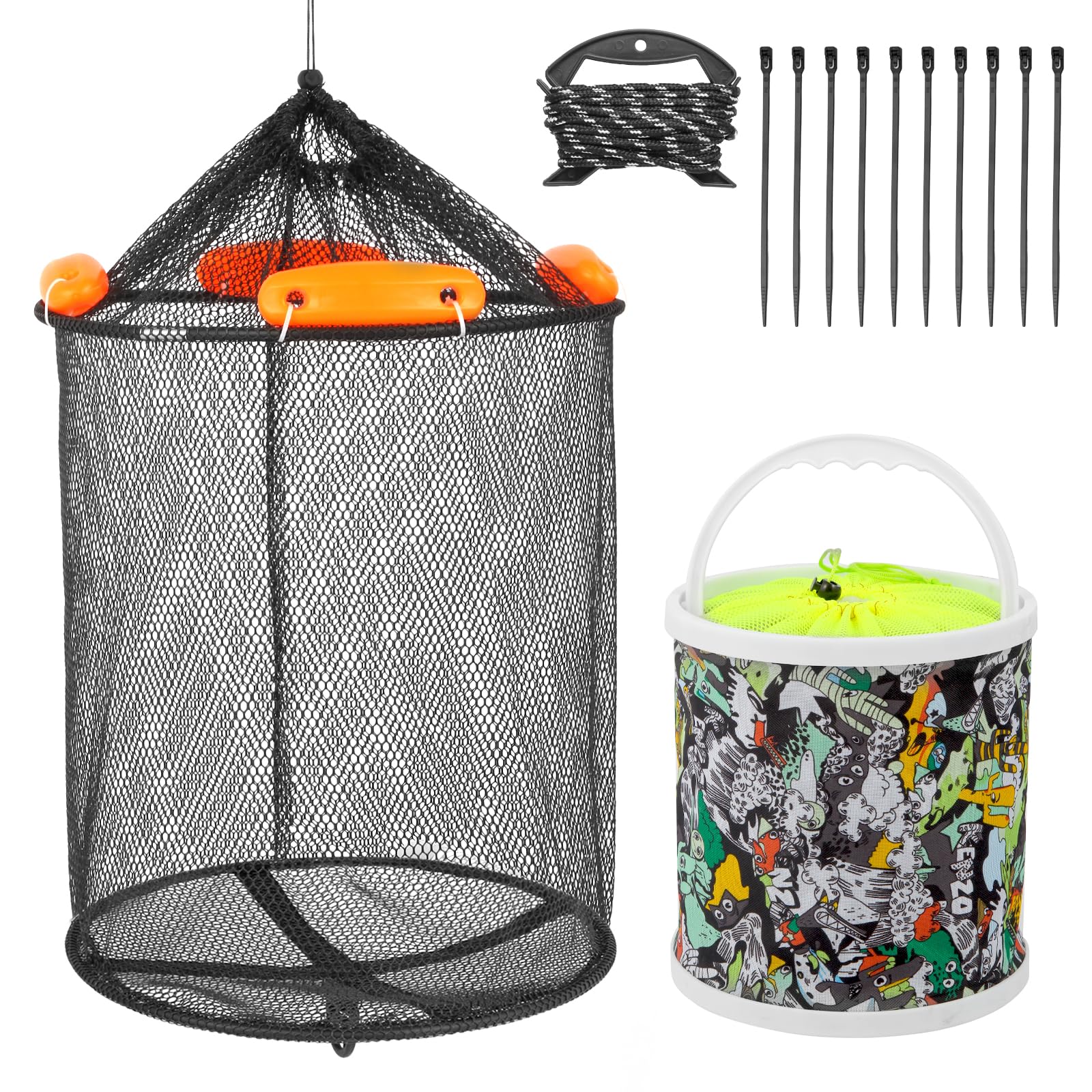 Eolivees extra-large floating fish basket in water