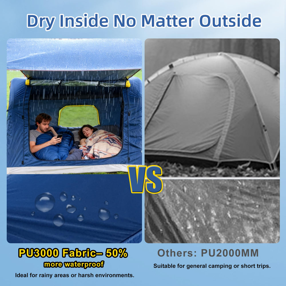 Eolzzi all-weather tent stands strong against wind and rain.
