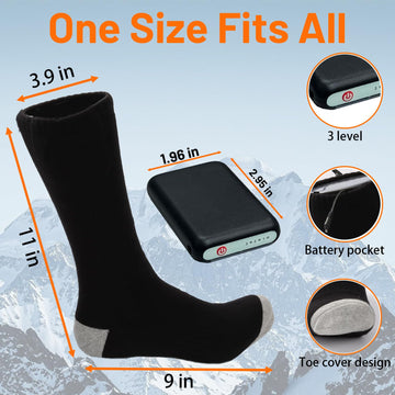 Eomsezer heated winter socks pack batteries image shows four rechargeable 4000mAh cells for long lasting power
