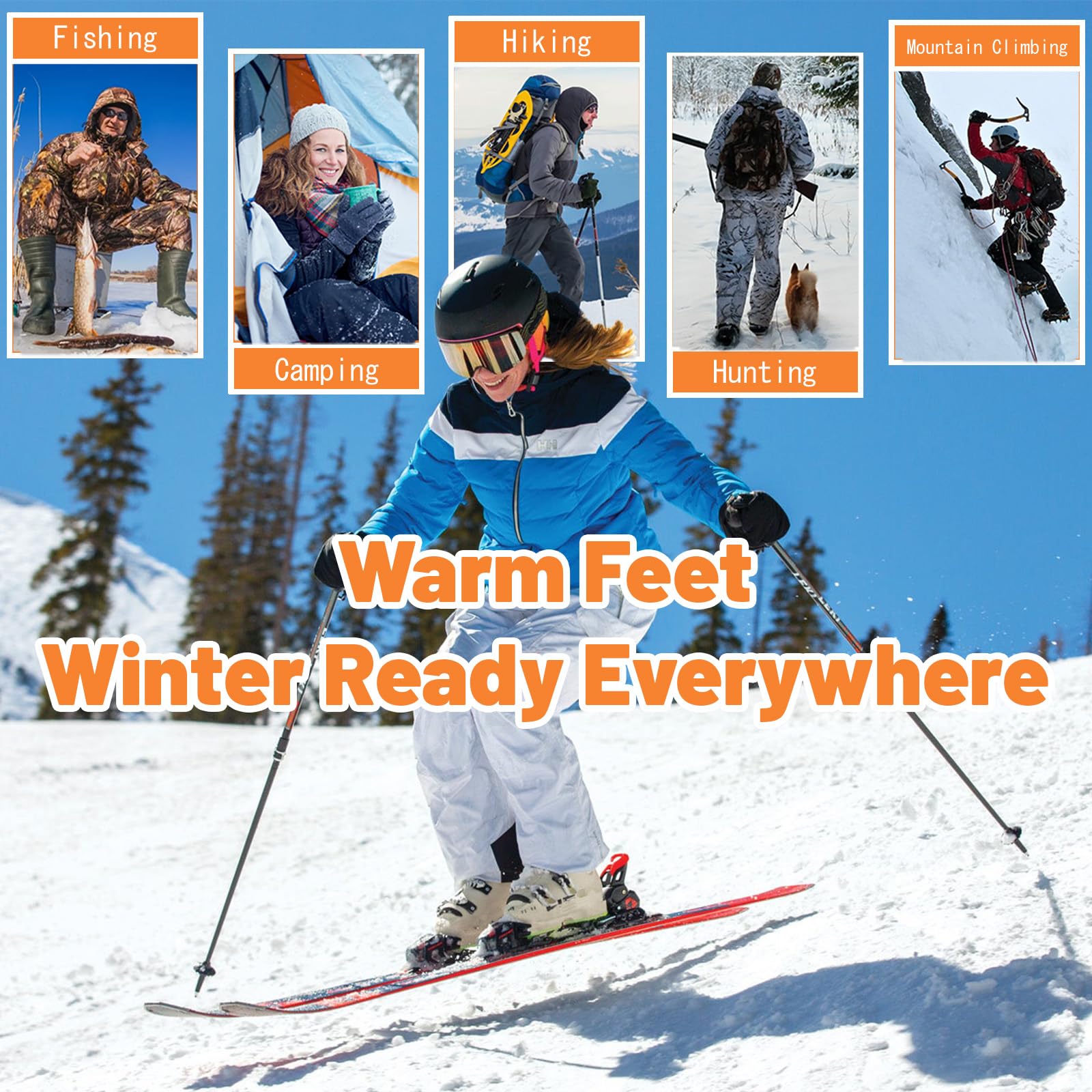 Eomsezer heated winter socks fabric closeup highlights breathable moisture-wicking material